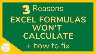 3 Reasons Why Excel Formulas Won’t Calculate  How to Fix – Excel Tutorial [upl. by Crystie581]