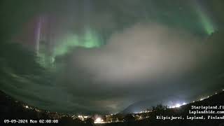 9924 Kilpisjärvi Cloudy Aurora Timelapse [upl. by Oninotna]