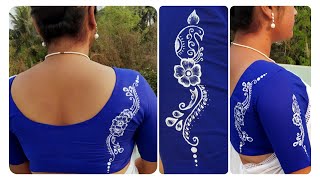 💙 Febric painting on blouse 💙 Hand printed blouse 💙 Easy printing idea 💙 [upl. by Ecirpac587]