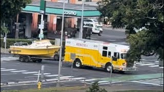 Honolulu fire department rescue 1Airhorn responding [upl. by Reffotsirk]