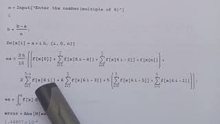 weddle rule in Mathematica [upl. by Etsirhc]