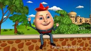 Humpty Dumpty  3D Animation English Nursery Rhyme songs For Children with Lyrics [upl. by Nehte]