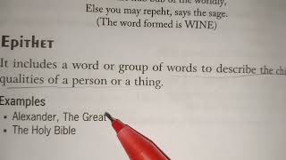 Epithet poetic device figure of speech english screening englishgrammar pgt tgt tet htet [upl. by Bough]