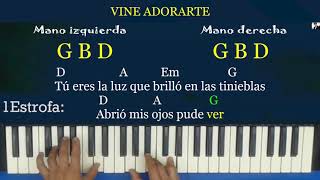 Letra y AcordesVine AdorarteMarcela GándaraYahir CortésTutorial Piano [upl. by Nynahs]