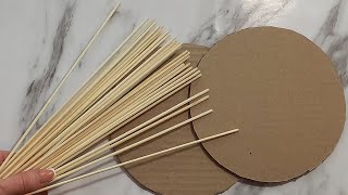 Diy A super simple idea made of cardboard and wooden skewers A beautiful basket for the kitchen [upl. by Tuttle]