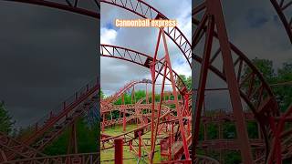 Cannonball Express Rollercoaster 🎢 at Pleasurewood Hills theme park [upl. by Amsirahc]