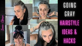 HAIRSTYLE IDEAS and HACKS for GROWING OUT GREY HAIR COMPILATION [upl. by Serdna]