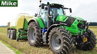 Pressing Bales  New Deutz Fahr 6215 TTV  Krone Bigpack 1290 XC  Fa Beekman  Emmeloord  2017 [upl. by Amelina]