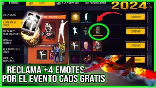 Asi podrás Reclamar 4 emotes Nuevo evento Caos de free fire emote x llegar a heroico avion en llamas [upl. by Riccio]