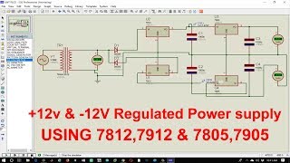 Regulated Power Supply using IC 7912 7812 7905 7805 [upl. by Guido]