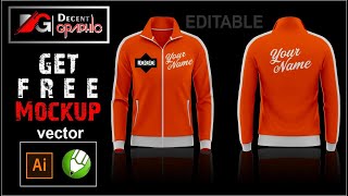 Free Long Sleeve Track Jacket Editable Mockup in CorelDRAW and Adobe illustrator Get Free Vector [upl. by Pesek]