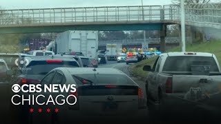 Illinois State Police trooper hit on I57 [upl. by Ynaittirb]