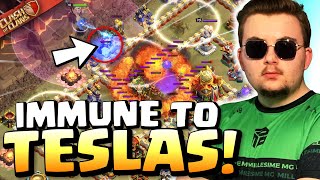 PROs use this TRICK to make FIREBALL immune to TELSA FARMS Clash of Clans [upl. by Fenton61]