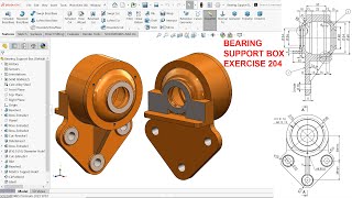 SolidWorks Tutorial Exercise 204BEARING SUPPORT BOX [upl. by Mannos46]