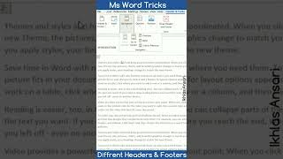 Ms Word Hidden Tricks 🤩 shorts  Different Header And Footer In Different Pages msword ytshorts [upl. by Faun709]