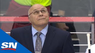 Barry Trotz Gets Standing Ovation From Capitals Fans In Return To Washington [upl. by Ehudd]