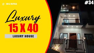 15 X 40 House Plan Luxury Duplex House Design [upl. by Kira]