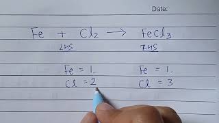 How to balance Fe  Cl2  FeCl3 [upl. by Poppy351]