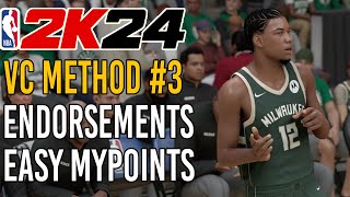 NBA 2K24 VC METHOD 3 GET ENDORSEMENT VC  MYPOINTS TO GET 99 OVERALL [upl. by Leahcimed]