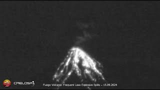 Fuego Volcano Frequent Lava Explosive Spills  15092024 [upl. by Hock]