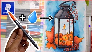 HOW TO USE WATERCOLOR BRUSH PENS FOR BEGINNERS  staedtler watercolor pens [upl. by Batista106]