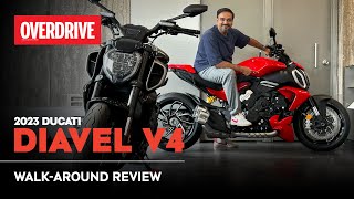 2023 Ducati Diavel V4 walkaround review details features and specs  OVERDRIVE [upl. by Kcitrap]