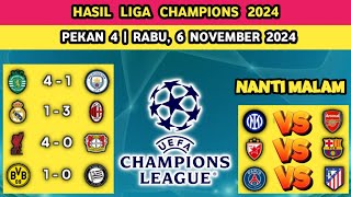 Hasil Liga Champions Tadi Malam  City dan Madrid Kompak Kalah Milan Liverpool Menang [upl. by Acirema]