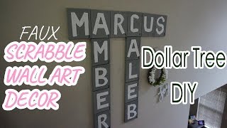 SCRABBLE WALL ART DIY  DOLLAR TREE DIY  Faux Scrabble Tiles [upl. by Jael]