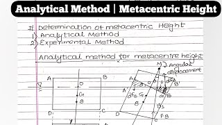 Metacenter Height Derivation  Analytical method  Fluid Mechanics [upl. by Bernj]