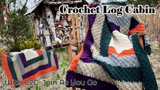 Log Cabin Crochet Corner to Corner C2C Stitch Blanket [upl. by Bernstein643]