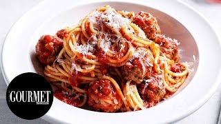 Spaghetti con polpette spaghetti with meatballs  Gourmet Traveller [upl. by Mohun]