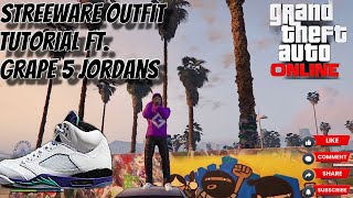 NEW Best Drippy Streetware Outfit  Retro Grape 5s  GTA 5 Online ft Valabasas Jeans [upl. by Anoyk504]