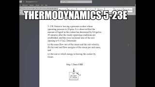 Thermodynamics 523E Steam is leaving a pressure cooker whose operating pressure is 20 psia It is [upl. by Moises]