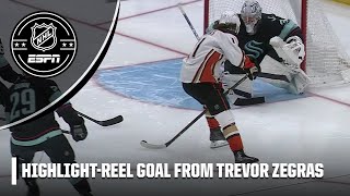 Trevor Zegras scores goal with stick between his legs 😮  NHL on ESPN [upl. by Elicul117]