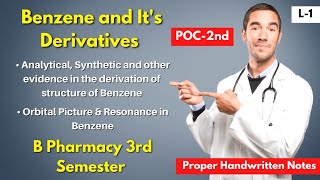 L1। U1। Benzene and its derivatives। Evidence in the derivation of structure of benzene। B Pharm। [upl. by Juanita884]