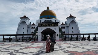 4K60FPS ‼️Stunning Floating Mosque Malacca Straits Mosque in Malacca Island‼️ Malaysia [upl. by Adham]