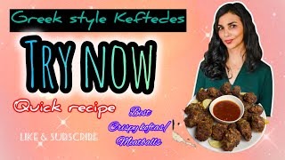 How to make Greek Style Keftedes  crispy Kofta  meatballs at home Eid ul Azha special BEEF recipe [upl. by Acenahs]