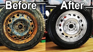 Amazing Wheel Restoration From Super Rusty To Mirror Chrome [upl. by Besnard]