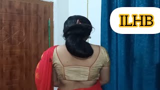 Long hair combing and making bun with traditional dress [upl. by Rashida]