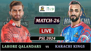 LAHORE QALANDARS vs KARACHI KINGS PSL 2024 MATCH 26 LIVE  LQ vs KK MATCH LIVE SCORES  LQ 7 OV [upl. by Ahsino]