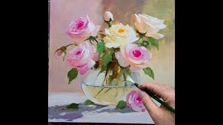 Roses oil painting Vugar Mamedov [upl. by Symons]