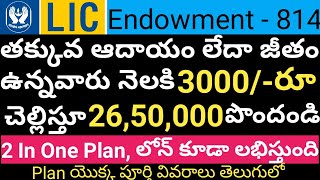 Best LIC ENDOWMENT Plan Full Details In Telugu With Good Example [upl. by Ynnod]