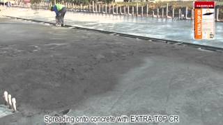 Broadcasting EXTRATOP CR onto fresh concrete by ISOMAT SA [upl. by Grobe]