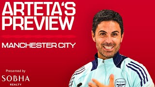 Mikel Arteta previews Manchester City Game  Team news clean sheets amp more  PL [upl. by Lundt]