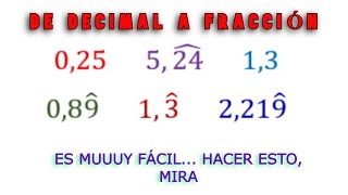 De Decimal a Fracción Irreducible matematicas subtitulos [upl. by Hsotnas]