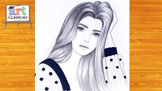 رسم  تعليم رسم بنت كيوت مع قصة شعر بالرصاص  رسم بنات [upl. by Chiles]