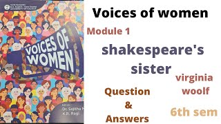 shakespeares sister by virginia woolf questions and answers Calicut university 6th sem voices of [upl. by Lyon]