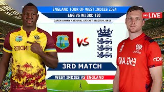 वेस्टइंडीज बनाम इंग्लैंड लाइव  WI vs ENG Live  3rd T20I Match  West Indies vs England Live [upl. by Whipple]