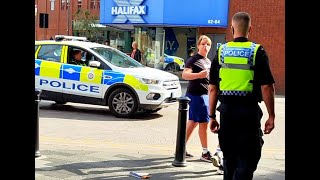 DONCASTER Teenage TRAVELERS Caught Stealing 2 cans Coke from GREGGS Threats Made POLICE Present [upl. by Eerehc]