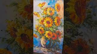 Floarea soarelui Emil Ciubotaru oil painting copying parfaiteart oilpaintingart painting [upl. by Wiencke]